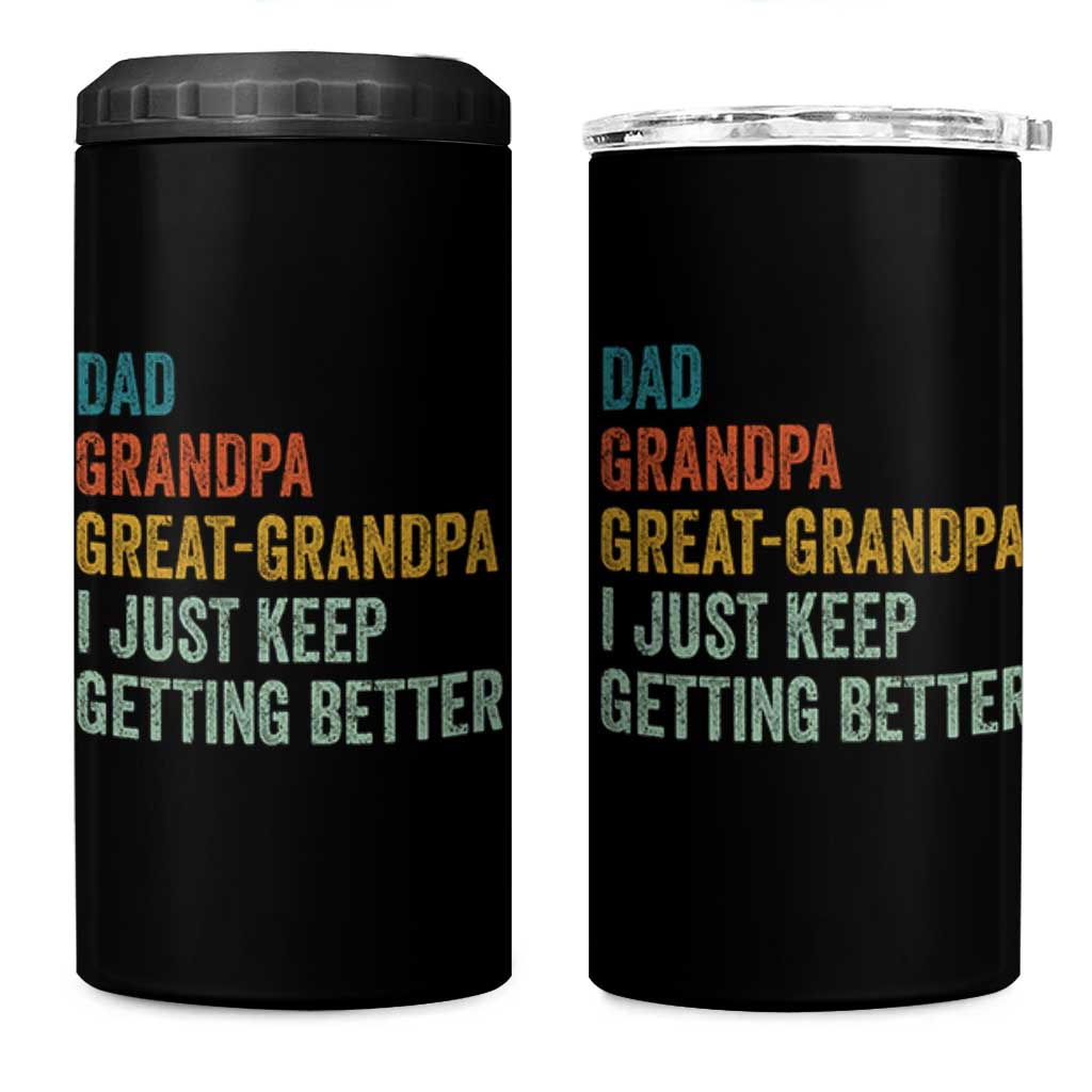 Funny Dad Great Grandpa 4 in 1 Can Cooler Tumbler Retro Fathers Day