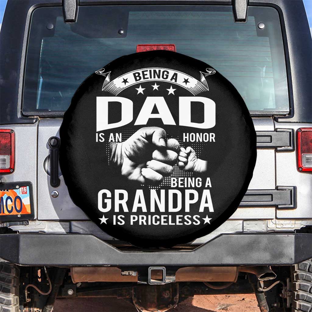 Being A Dad Is An Honor Being A Grandpa is Priceless Spare Tire Cover - Wonder Print Shop