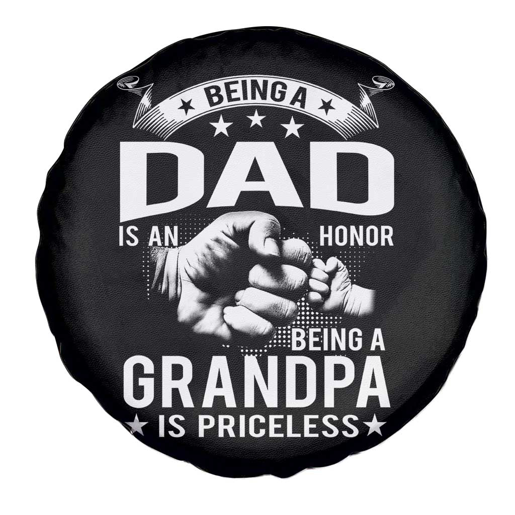 Being A Dad Is An Honor Being A Grandpa is Priceless Spare Tire Cover - Wonder Print Shop
