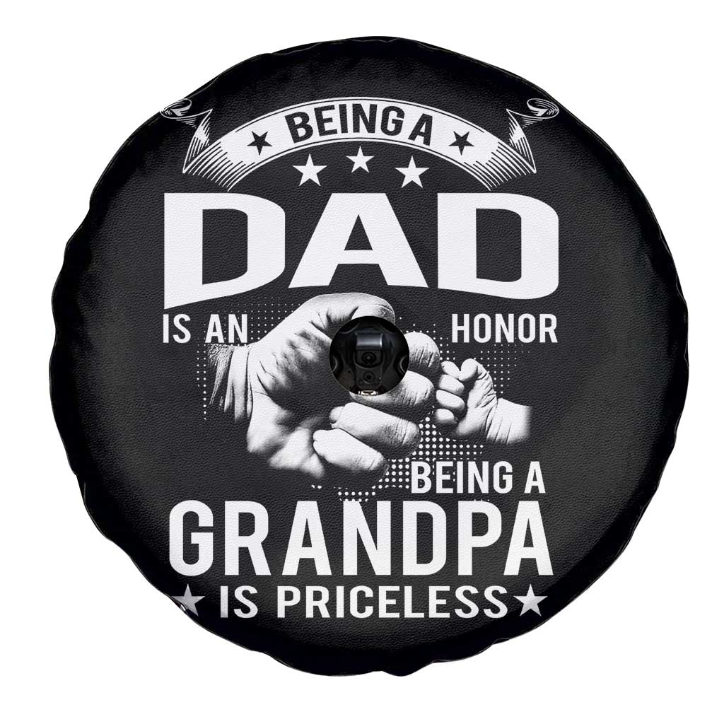 Being A Dad Is An Honor Being A Grandpa is Priceless Spare Tire Cover - Wonder Print Shop