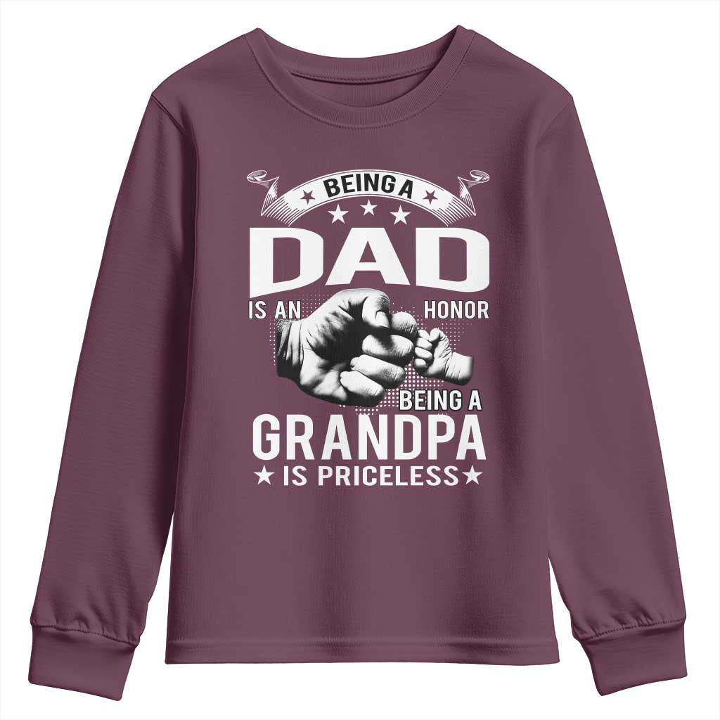Being A Dad Is An Honor Being A Grandpa is Priceless Youth Sweatshirt - Wonder Print Shop