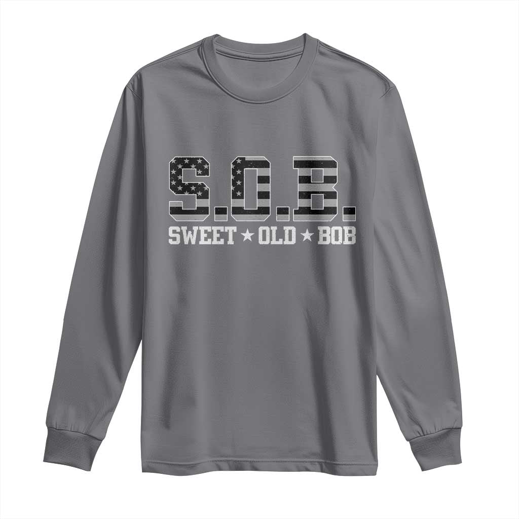 Funny Bob Long Sleeve Shirt Fathers Day Dad Sweet Old Bob Retro USA Flag - Wonder Print Shop