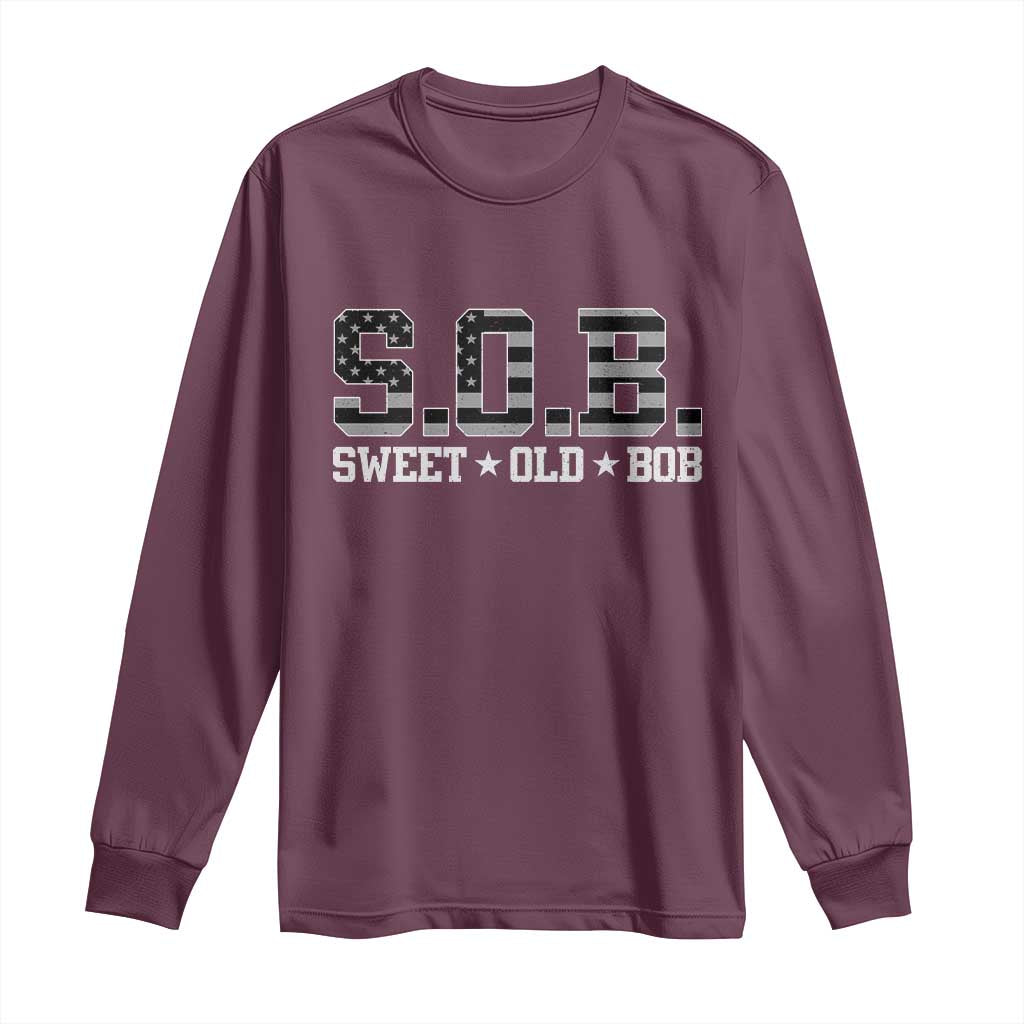 Funny Bob Long Sleeve Shirt Fathers Day Dad Sweet Old Bob Retro USA Flag - Wonder Print Shop