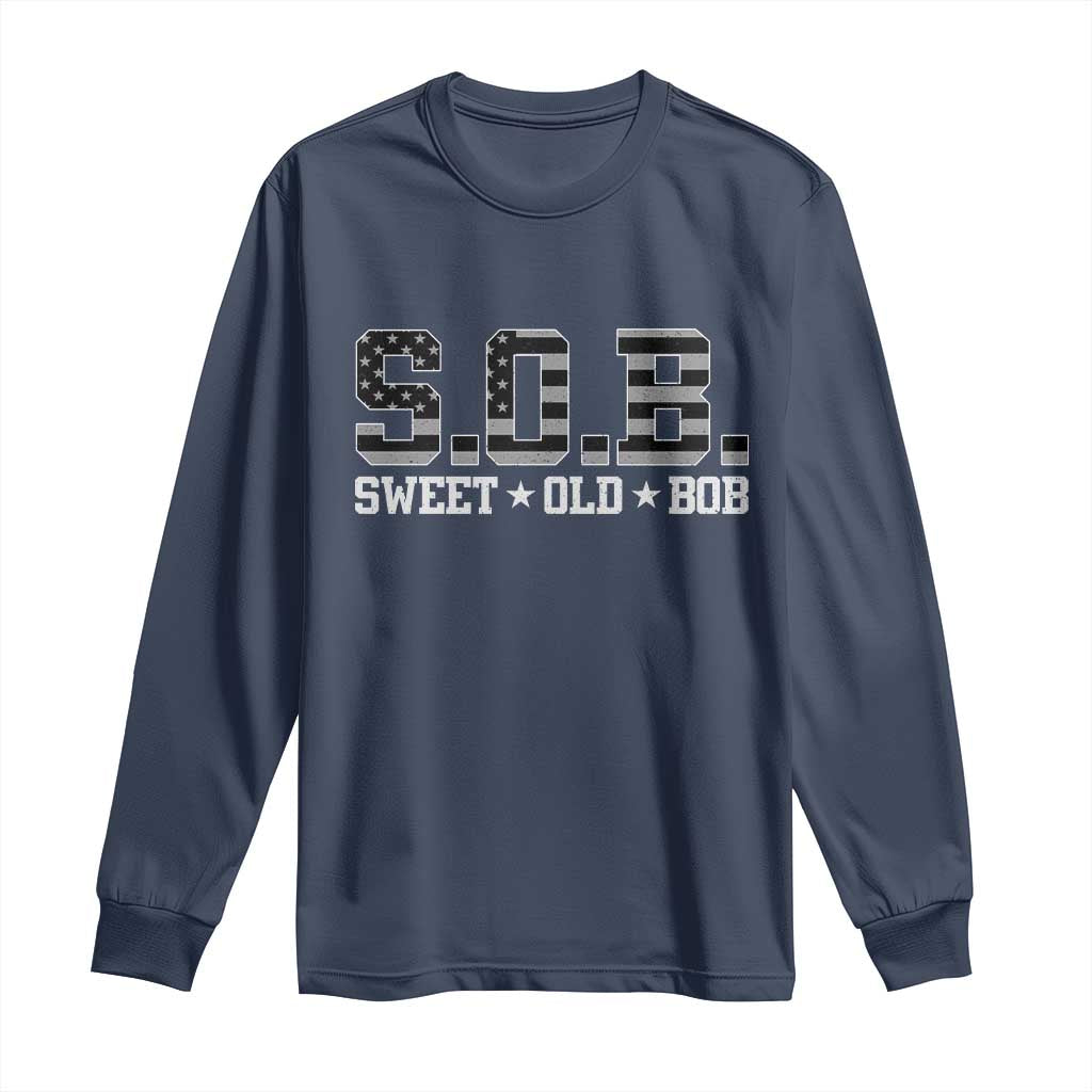 Funny Bob Long Sleeve Shirt Fathers Day Dad Sweet Old Bob Retro USA Flag - Wonder Print Shop