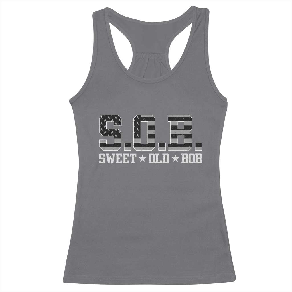 Funny Bob Racerback Tank Top Fathers Day Dad Sweet Old Bob Retro USA Flag - Wonder Print Shop