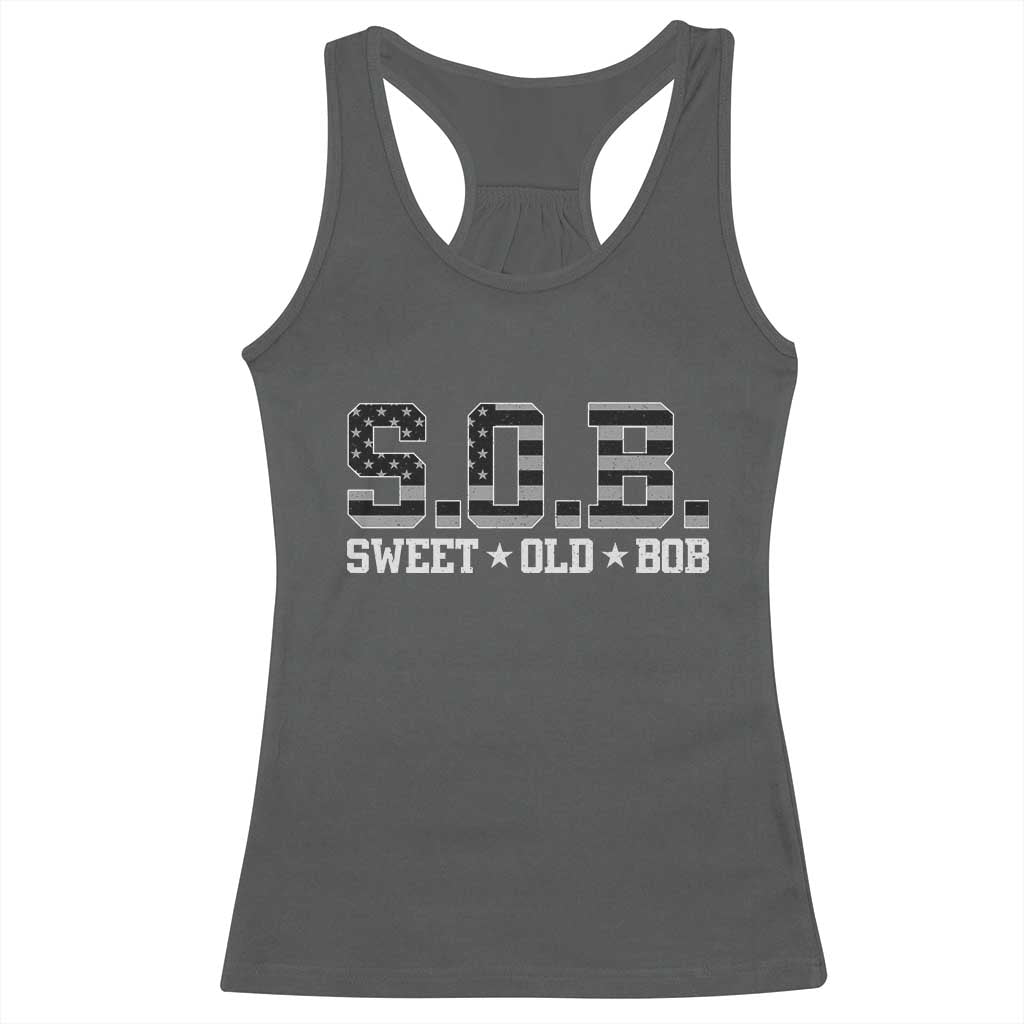 Funny Bob Racerback Tank Top Fathers Day Dad Sweet Old Bob Retro USA Flag - Wonder Print Shop