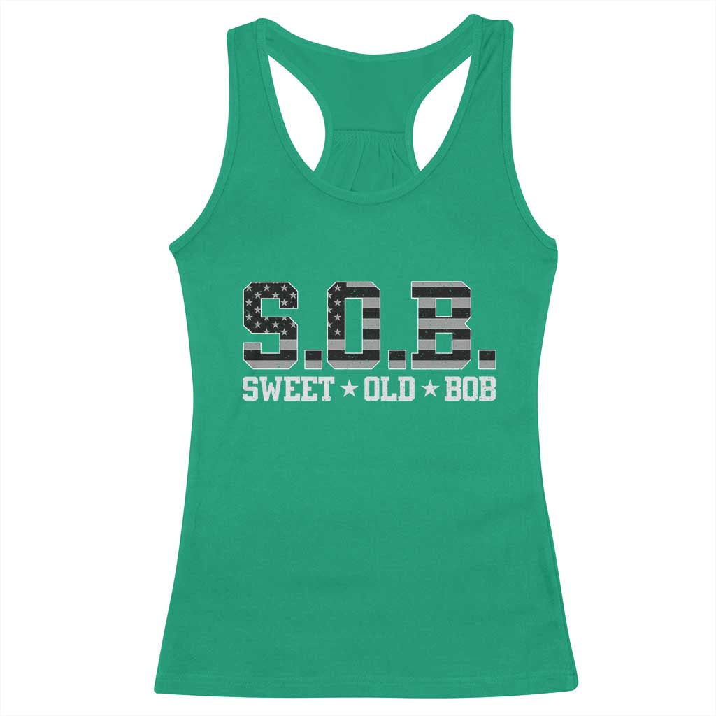 Funny Bob Racerback Tank Top Fathers Day Dad Sweet Old Bob Retro USA Flag - Wonder Print Shop