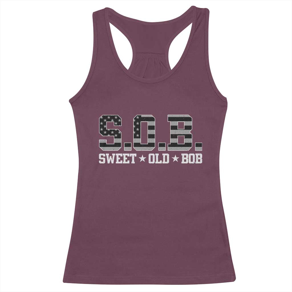 Funny Bob Racerback Tank Top Fathers Day Dad Sweet Old Bob Retro USA Flag - Wonder Print Shop