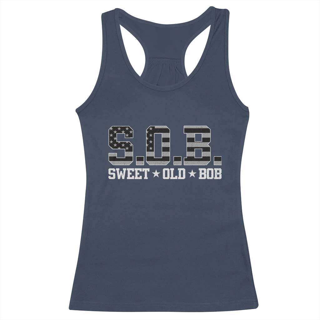 Funny Bob Racerback Tank Top Fathers Day Dad Sweet Old Bob Retro USA Flag - Wonder Print Shop