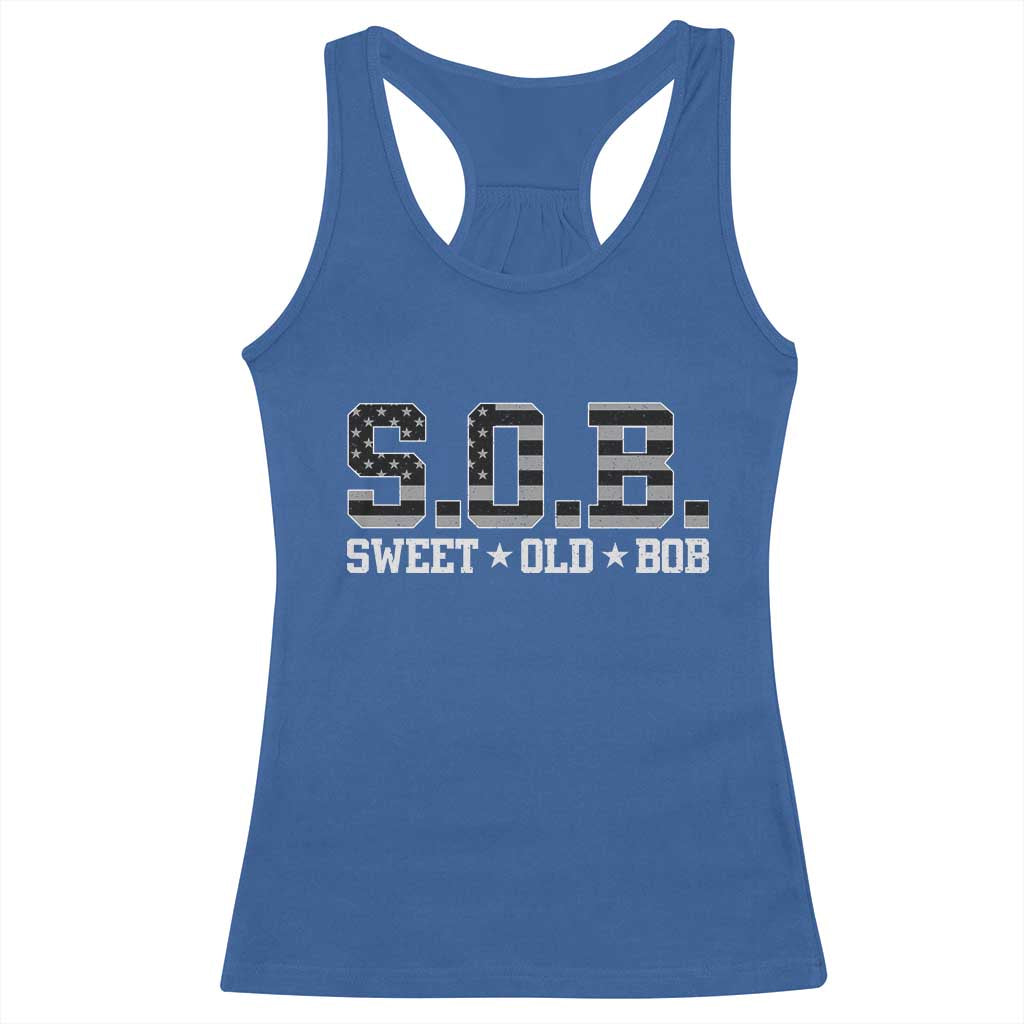 Funny Bob Racerback Tank Top Fathers Day Dad Sweet Old Bob Retro USA Flag - Wonder Print Shop