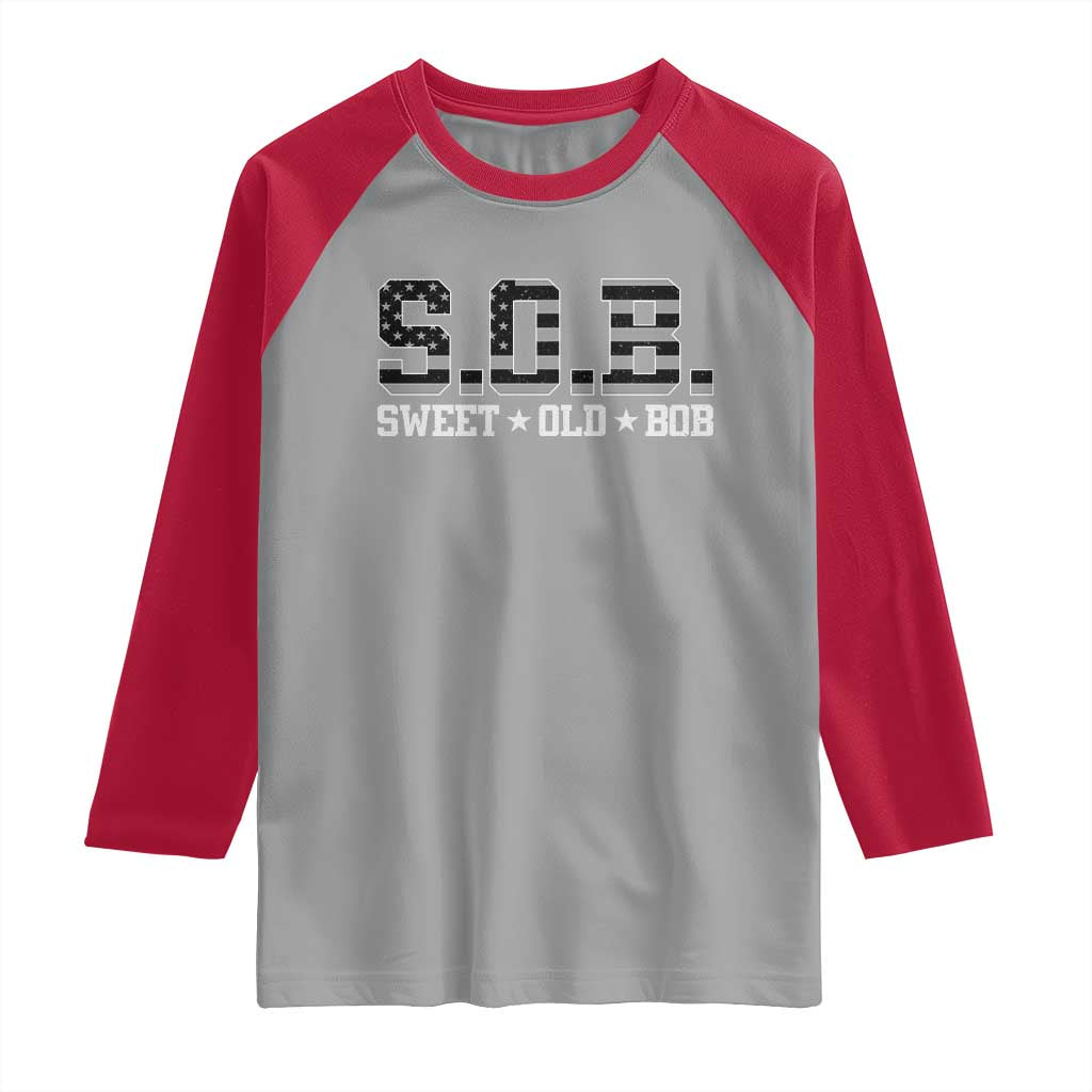 Funny Bob Raglan Shirt Fathers Day Dad Sweet Old Bob Retro USA Flag - Wonder Print Shop