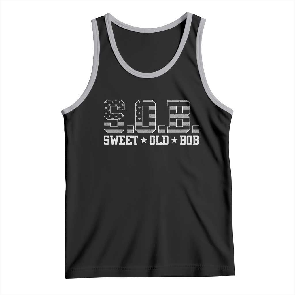 Funny Bob Tank Top Fathers Day Dad Sweet Old Bob Retro USA Flag - Wonder Print Shop