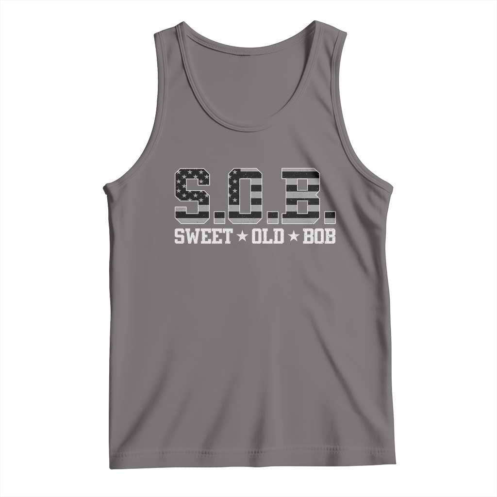 Funny Bob Tank Top Fathers Day Dad Sweet Old Bob Retro USA Flag - Wonder Print Shop