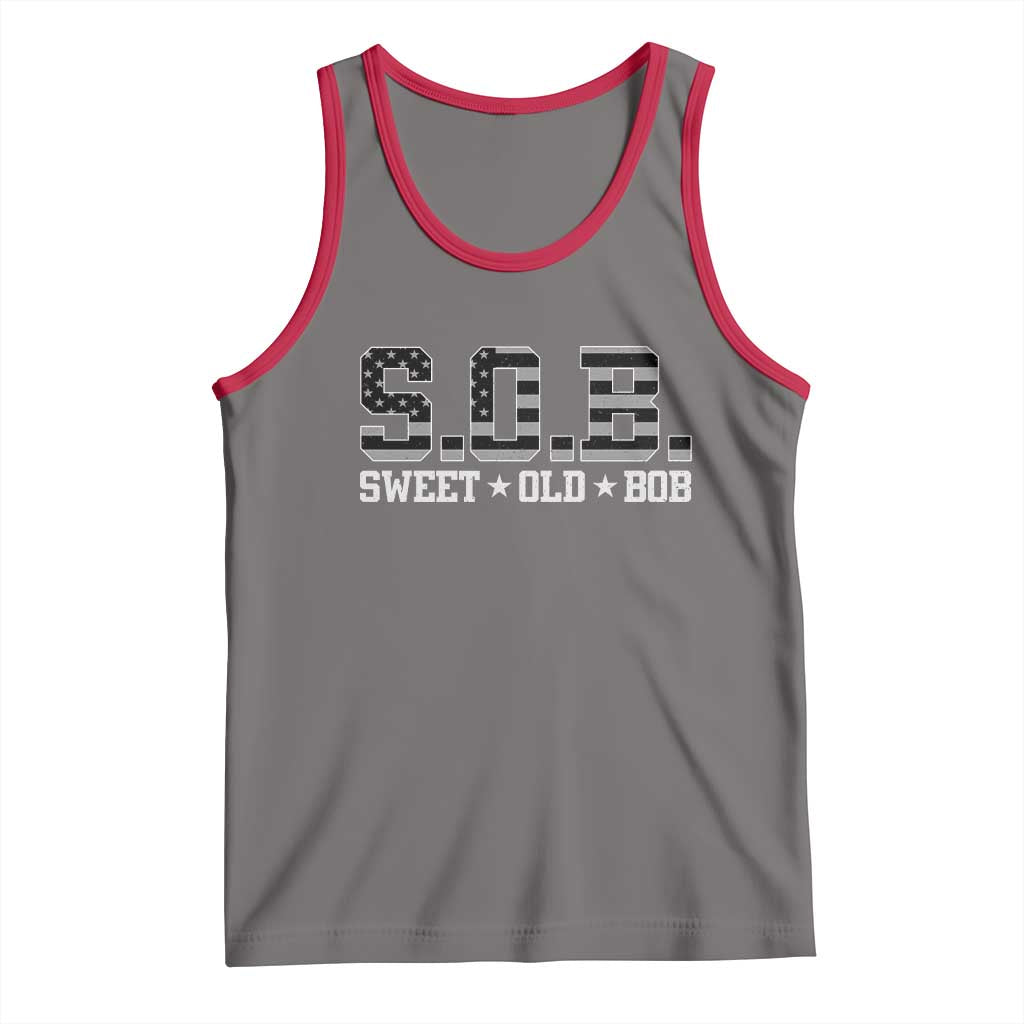 Funny Bob Tank Top Fathers Day Dad Sweet Old Bob Retro USA Flag - Wonder Print Shop