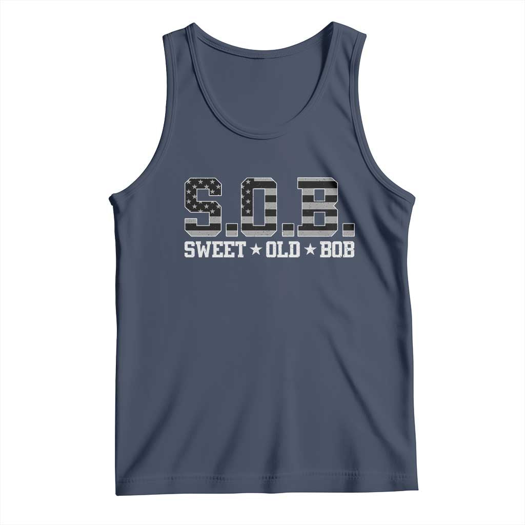 Funny Bob Tank Top Fathers Day Dad Sweet Old Bob Retro USA Flag - Wonder Print Shop