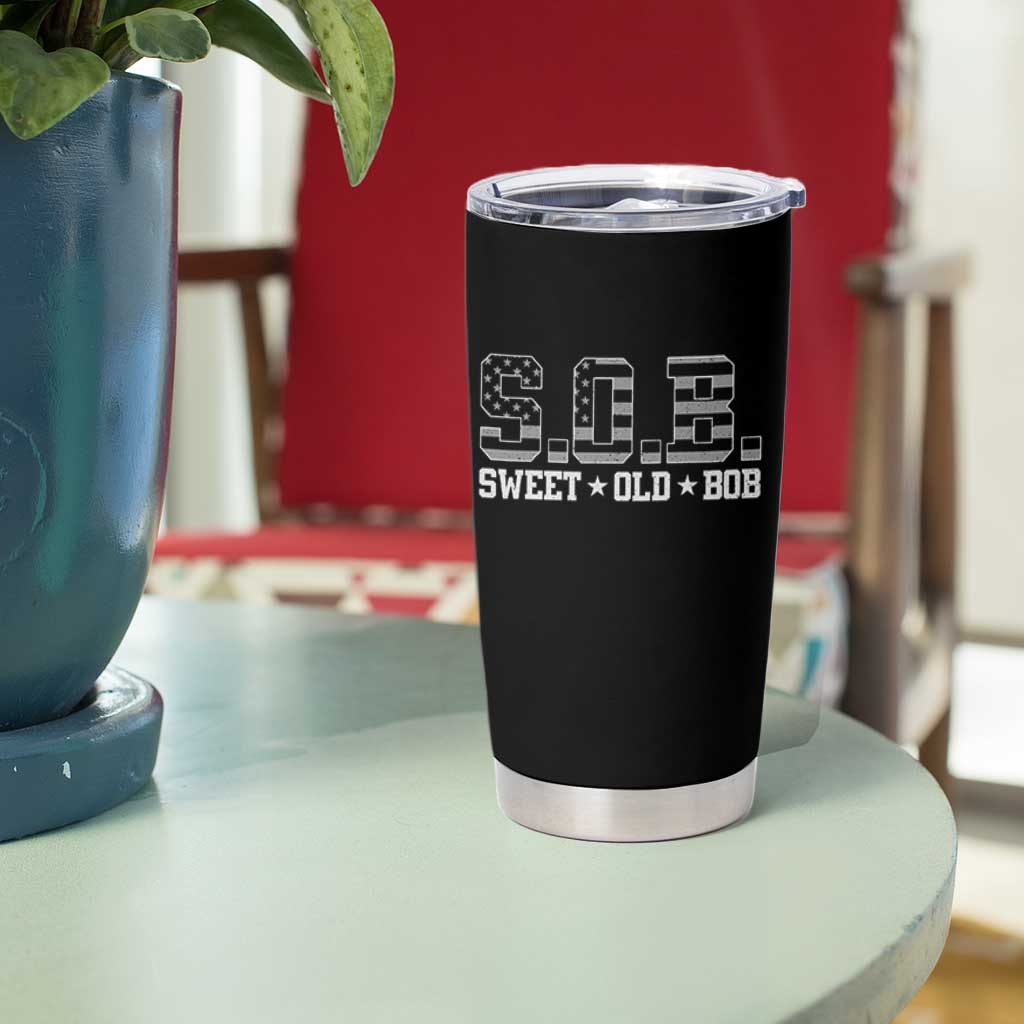 Funny Bob Tumbler Cup Fathers Day Dad Sweet Old Bob Retro USA Flag - Wonder Print Shop