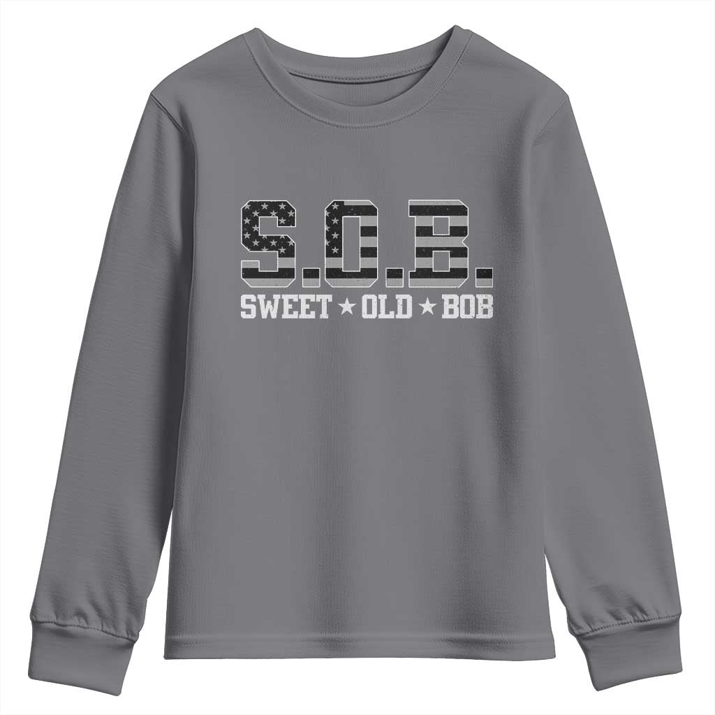 Funny Bob Youth Sweatshirt Fathers Day Dad Sweet Old Bob Retro USA Flag - Wonder Print Shop