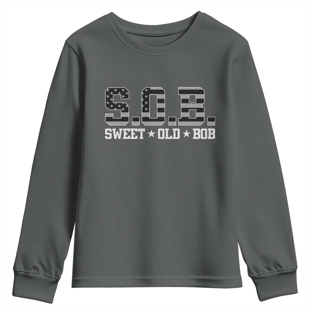 Funny Bob Youth Sweatshirt Fathers Day Dad Sweet Old Bob Retro USA Flag - Wonder Print Shop