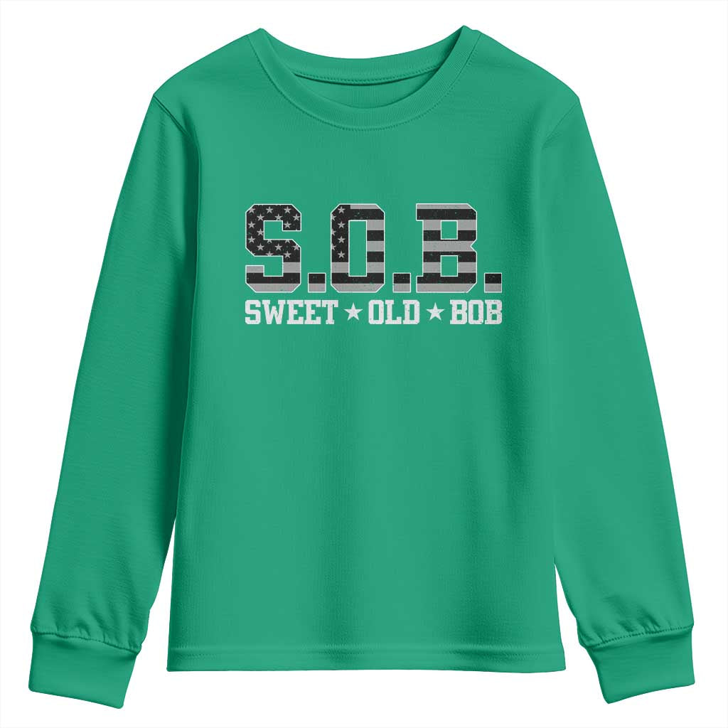 Funny Bob Youth Sweatshirt Fathers Day Dad Sweet Old Bob Retro USA Flag - Wonder Print Shop