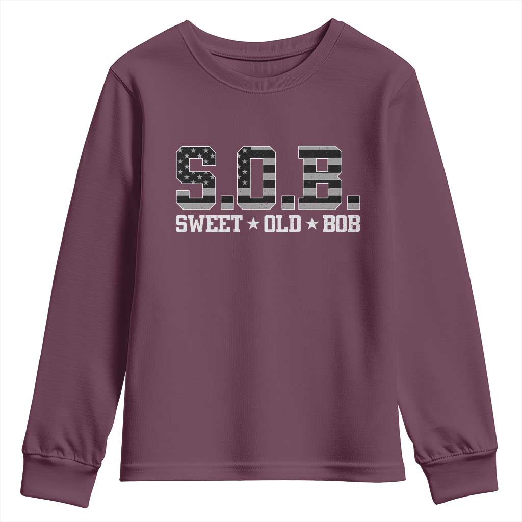 Funny Bob Youth Sweatshirt Fathers Day Dad Sweet Old Bob Retro USA Flag - Wonder Print Shop