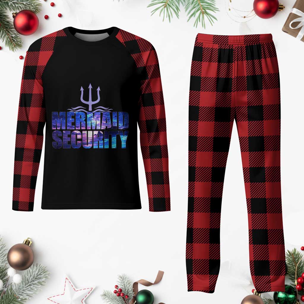 Mermaid Security Plaid Pajama Set Funny Mermaid Family Squad - Wonder Print Shop