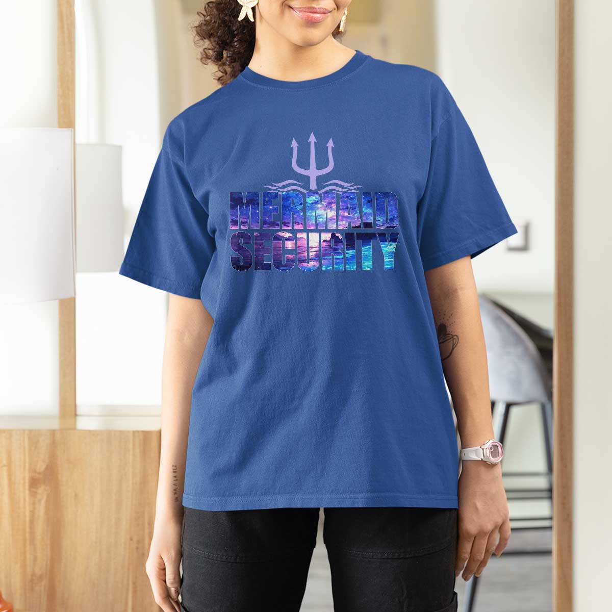 Mermaid Security T Shirt For Women Funny Mermaid Family Squad