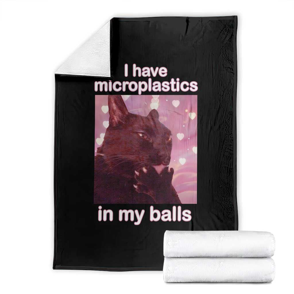 Funny Cat Meme Throw Blanket I Have Microplastics In My Balls Dank Meme - Wonder Print Shop