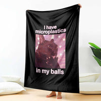 Funny Cat Meme Throw Blanket I Have Microplastics In My Balls Dank Meme - Wonder Print Shop
