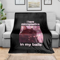 Funny Cat Meme Throw Blanket I Have Microplastics In My Balls Dank Meme - Wonder Print Shop
