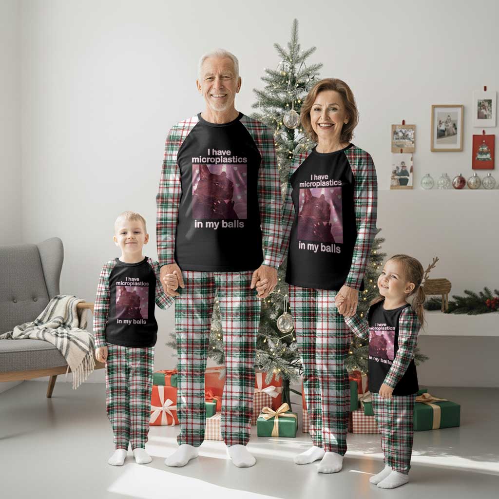 Funny Cat Meme Plaid Pajama Set I Have Microplastics In My Balls Dank Meme - Wonder Print Shop
