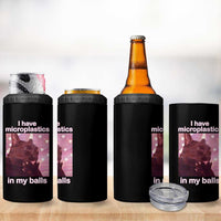 Funny Cat Meme 4 in 1 Can Cooler Tumbler I Have Microplastics In My Balls Dank Meme - Wonder Print Shop