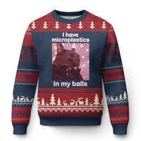 Funny Cat Meme Ugly Christmas Sweater I Have Microplastics In My Balls Dank Meme - Wonder Print Shop