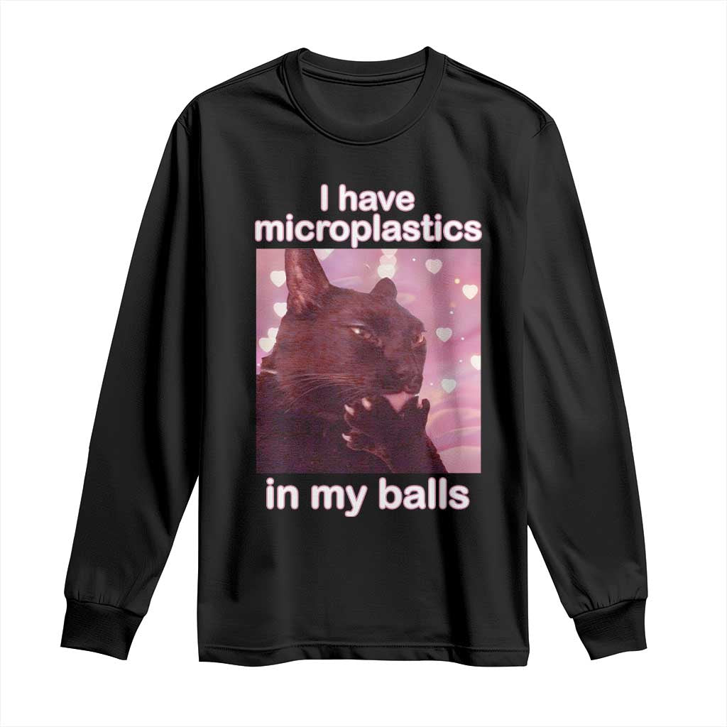 Funny Cat Meme Long Sleeve Shirt I Have Microplastics In My Balls Dank Meme - Wonder Print Shop