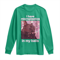 Funny Cat Meme Long Sleeve Shirt I Have Microplastics In My Balls Dank Meme - Wonder Print Shop