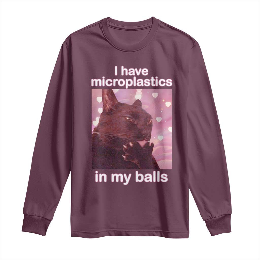 Funny Cat Meme Long Sleeve Shirt I Have Microplastics In My Balls Dank Meme - Wonder Print Shop