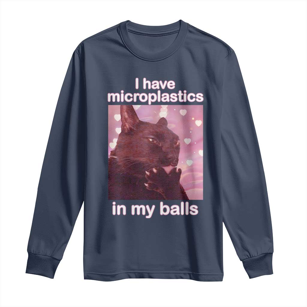 Funny Cat Meme Long Sleeve Shirt I Have Microplastics In My Balls Dank Meme - Wonder Print Shop