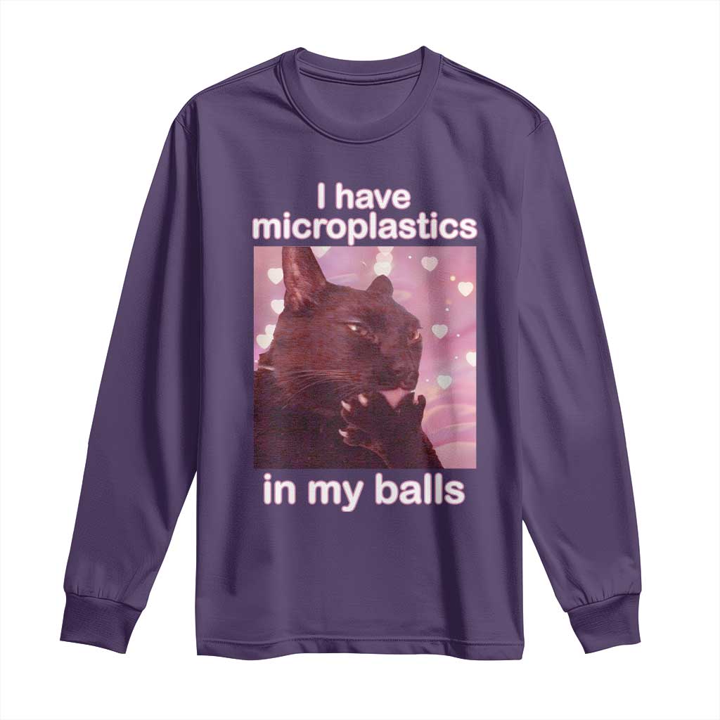 Funny Cat Meme Long Sleeve Shirt I Have Microplastics In My Balls Dank Meme - Wonder Print Shop