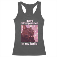 Funny Cat Meme Racerback Tank Top I Have Microplastics In My Balls Dank Meme - Wonder Print Shop