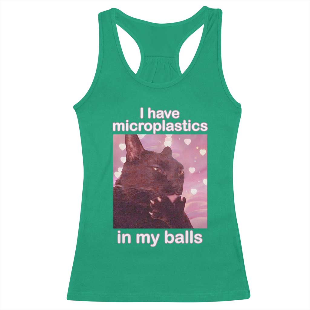 Funny Cat Meme Racerback Tank Top I Have Microplastics In My Balls Dank Meme - Wonder Print Shop
