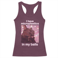 Funny Cat Meme Racerback Tank Top I Have Microplastics In My Balls Dank Meme - Wonder Print Shop