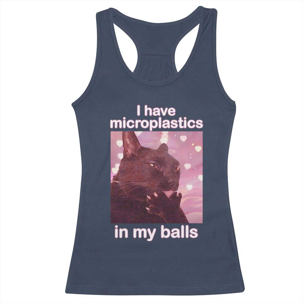 Funny Cat Meme Racerback Tank Top I Have Microplastics In My Balls Dank Meme - Wonder Print Shop