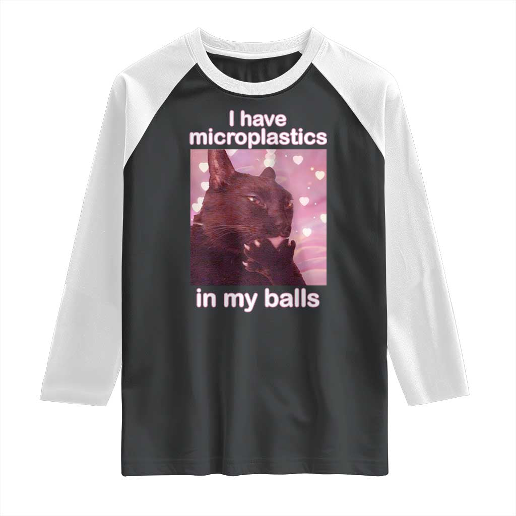 Funny Cat Meme Raglan Shirt I Have Microplastics In My Balls Dank Meme - Wonder Print Shop
