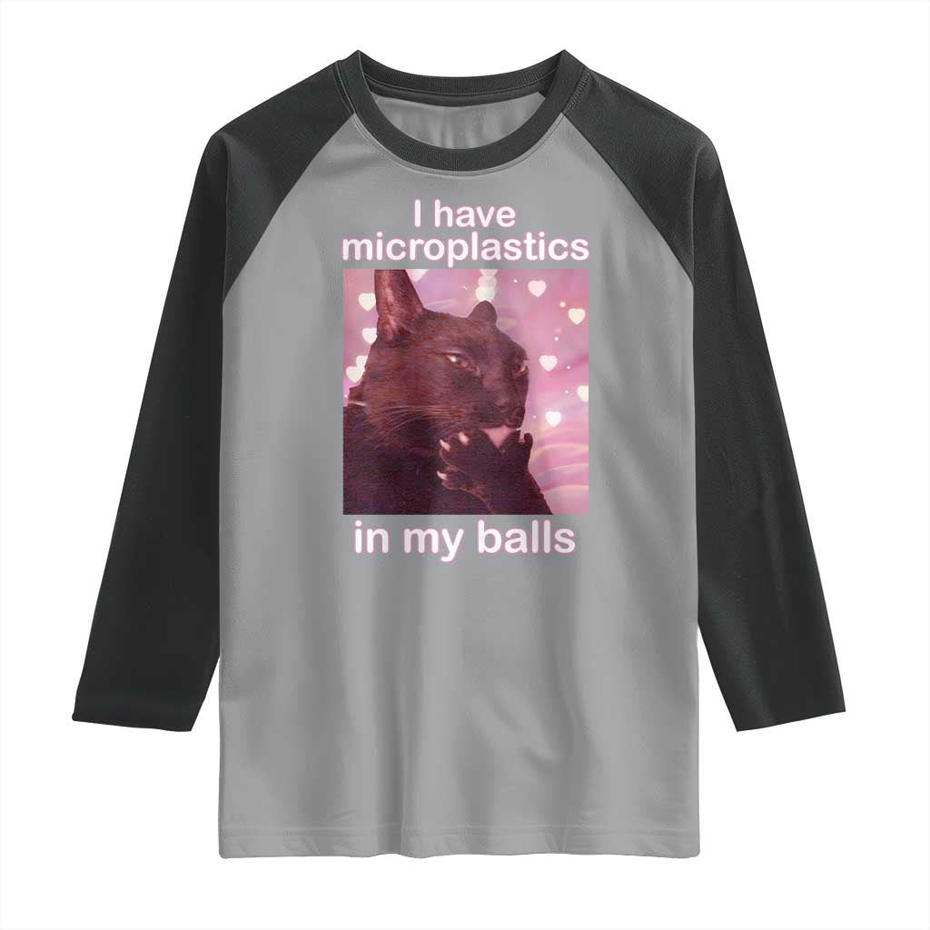 Funny Cat Meme Raglan Shirt I Have Microplastics In My Balls Dank Meme - Wonder Print Shop