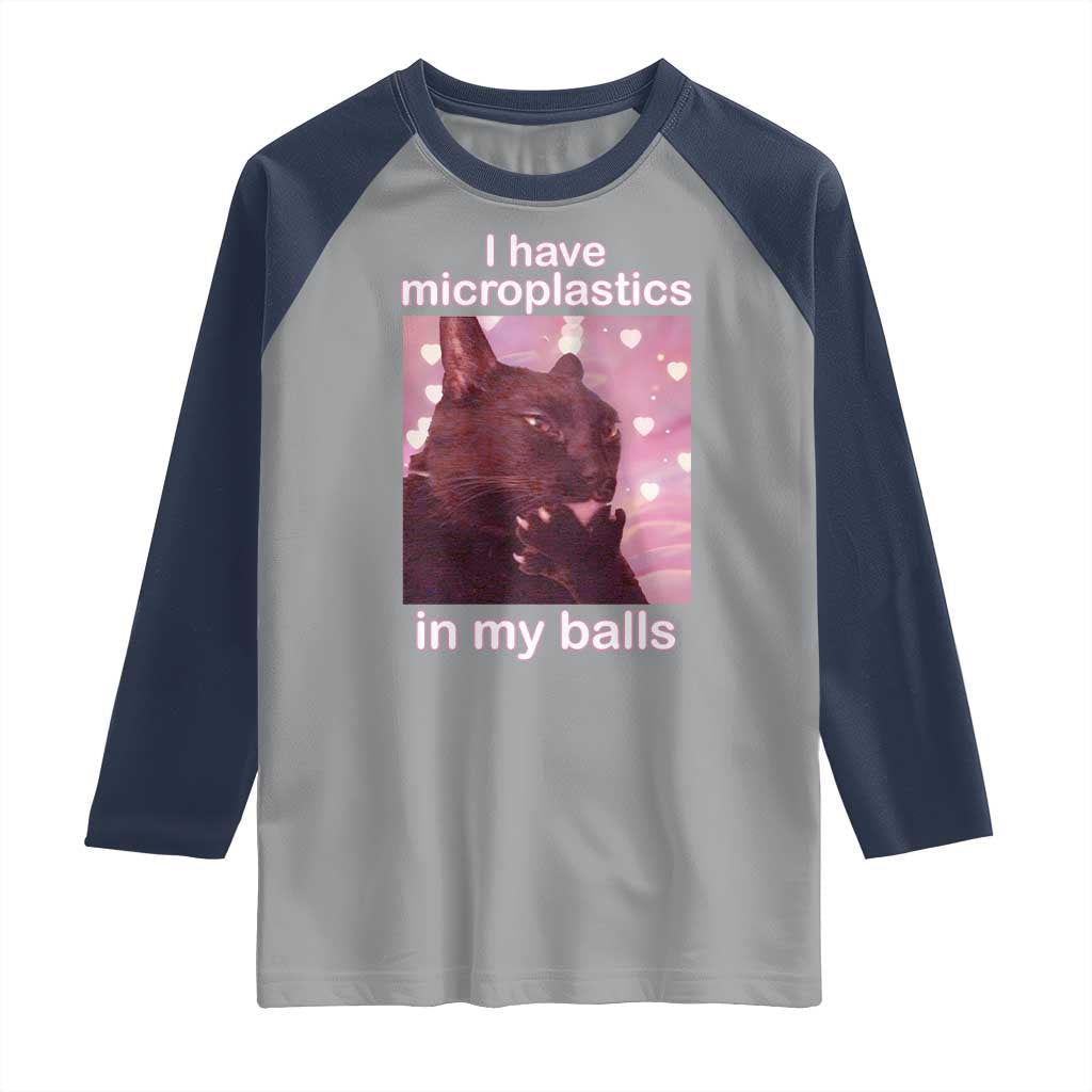 Funny Cat Meme Raglan Shirt I Have Microplastics In My Balls Dank Meme - Wonder Print Shop