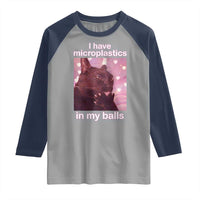 Funny Cat Meme Raglan Shirt I Have Microplastics In My Balls Dank Meme - Wonder Print Shop