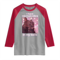 Funny Cat Meme Raglan Shirt I Have Microplastics In My Balls Dank Meme - Wonder Print Shop