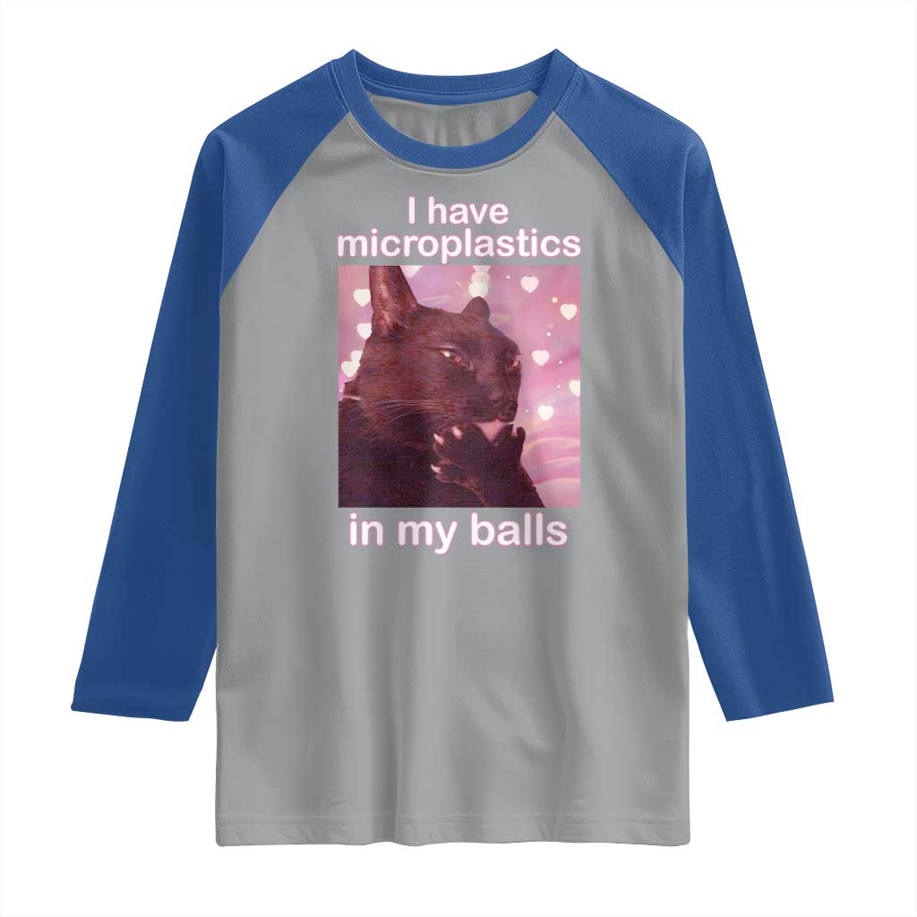 Funny Cat Meme Raglan Shirt I Have Microplastics In My Balls Dank Meme - Wonder Print Shop
