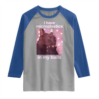 Funny Cat Meme Raglan Shirt I Have Microplastics In My Balls Dank Meme - Wonder Print Shop