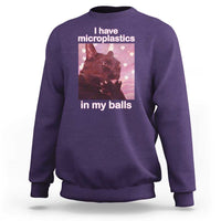 Funny Cat Meme Sweatshirt I Have Microplastics In My Balls Dank Meme - Wonder Print Shop