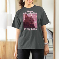 Funny Cat Meme T Shirt For Women I Have Microplastics In My Balls Dank Meme - Wonder Print Shop